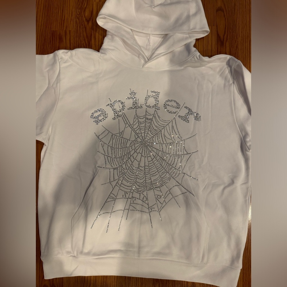 Sp5der OG Rhinestone Logo Hoodie/Size Medium